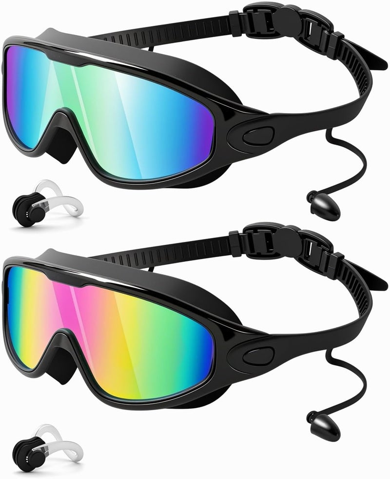 Rantizon Swim Goggles 2 Pack, Wide View Anti Fog&UV Swimming Goggles for Audlt, No Leaking Swim Glasses for Men Women Kids - Image 1